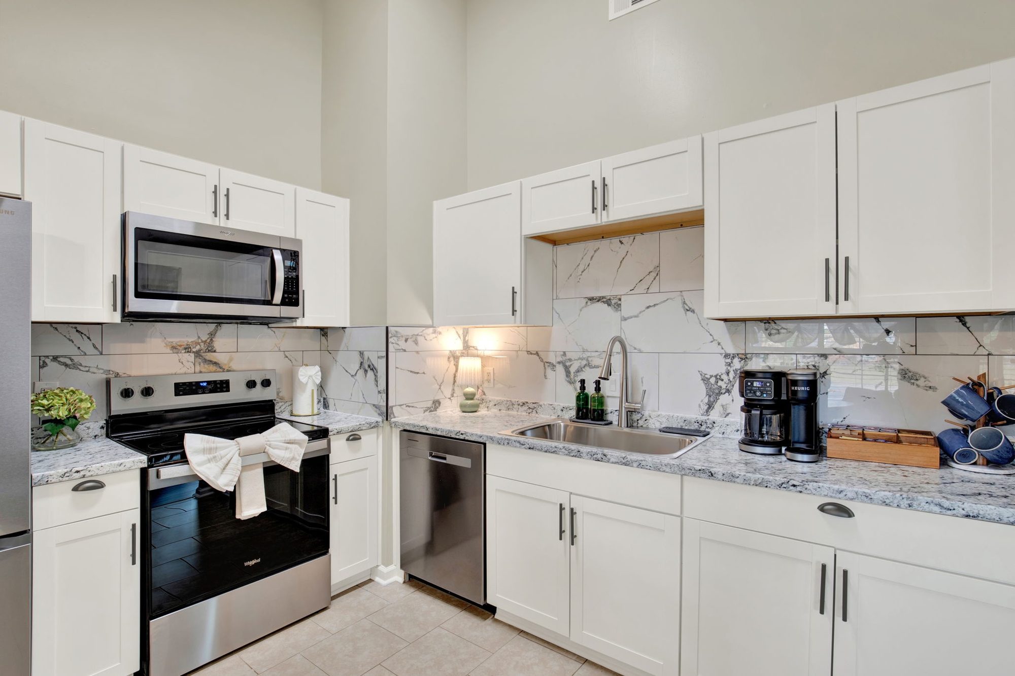Kitchen Appliances Coffee Station at Mossy Tides Retreat